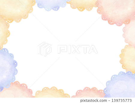 Colorful lace frame painted in watercolor Colorful lace frame painted in watercolor 139735773