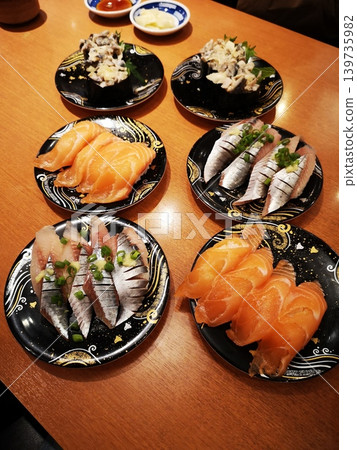 Conveyor belt sushi in Hokkaido Conveyor belt sushi in Hokkaido 139735982