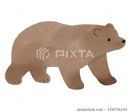 Watercolor-style illustration of a bear: Cute hand-drawn animal cut of a walking brown bear. Watercolor-style illustration of a bear: Cute hand-drawn animal cut of a walking brown bear. 139736244