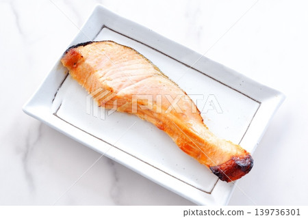 Grilled fish (salted salmon) - Salmon marinated in Saikyo miso and grilled, called "saikyo-yaki salmon" 139736301
