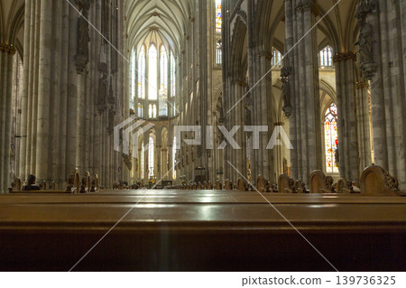 Cologne, Germany - July 07, 2018: Interior Cathedral Church of Saint Peter, Catholic cathedral in Cologne Cologne, Germany - July 07, 2018: Interior Cathedral Church of Saint Peter, Catholic cathedral in Cologne 139736325