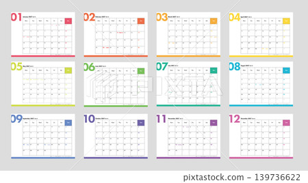 2027 Monday-start, monthly changing, simple desk calendar, Reiwa 9, 1-year set 139736622