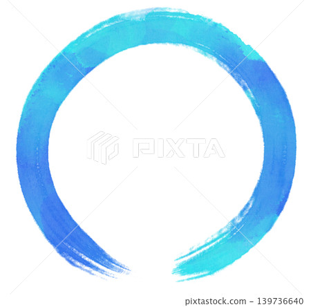 Gold and blue Enso-style brushstroke circular frame | Japanese-style watercolor brush material Gold and blue Enso-style brushstroke circular frame | Japanese-style watercolor brush material 139736640