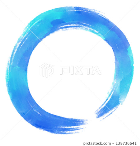 Gold and blue Enso-style brushstroke circular frame | Japanese-style watercolor brush material Gold and blue Enso-style brushstroke circular frame | Japanese-style watercolor brush material 139736641