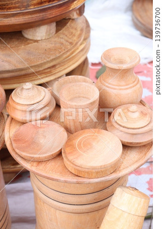 Wooden kids kitchen toy on shop Wooden kids kitchen toy on shop 139736700