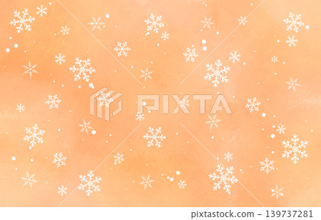 雪花和亮橙色水彩背景紋理 139737281