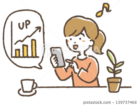 An illustration of a woman looking at an investment app. An illustration of a woman looking at an investment app. 139737468