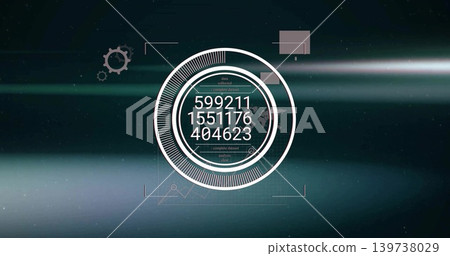 Rotating HUD showing marked progress ring and thin arc on digital dash, with three stacked values Rotating HUD showing marked progress ring and thin arc on digital dash, with three stacked values 139738029