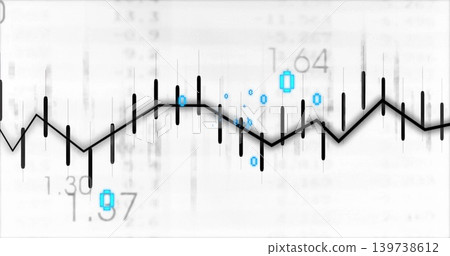 Displaying zigzag trend with whiskers on gray background, showing cyan markers and numeric labels Displaying zigzag trend with whiskers on gray background, showing cyan markers and numeric labels 139738612