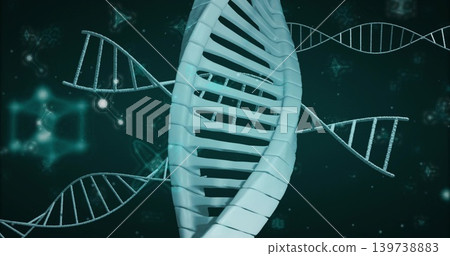 Floating central DNA helix occupying virtual space, with smaller strands, ladder rungs, hex net Floating central DNA helix occupying virtual space, with smaller strands, ladder rungs, hex net 139738883