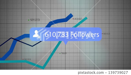 Displaying follower callout showing 610,783 followers with user-plus icon on grid, three lines 139739027