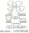 Sauna, Male, Line Drawing 139740506