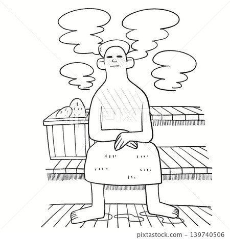 Sauna, Male, Line Drawing Sauna, Male, Line Drawing 139740506