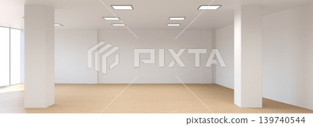 visualization of a large empty interior, 3D illustration visualization of a large empty interior, 3D illustration 139740544