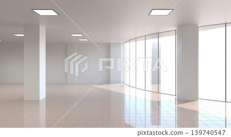 visualization of a large empty interior, 3D illustration visualization of a large empty interior, 3D illustration 139740547
