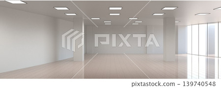 visualization of a large empty interior, 3D illustration visualization of a large empty interior, 3D illustration 139740548