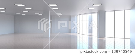 visualization of a large empty interior, 3D illustration visualization of a large empty interior, 3D illustration 139740549