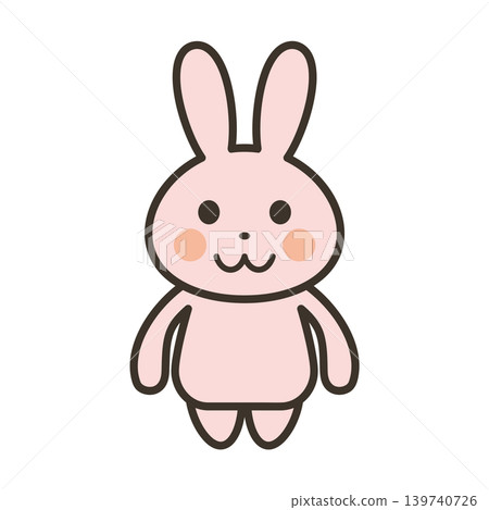 一個可愛的兔子角色正面全身像。 一個可愛的兔子角色正面全身像。 139740726