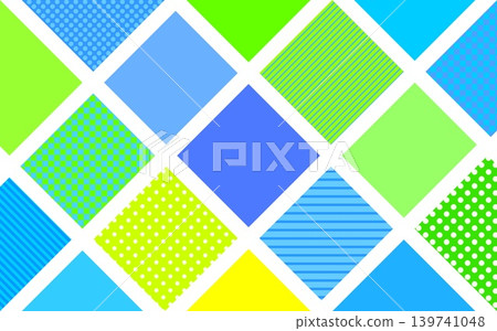 Geometric patterns, squares, dots, stripes, grid patterns, blue, green 139741048