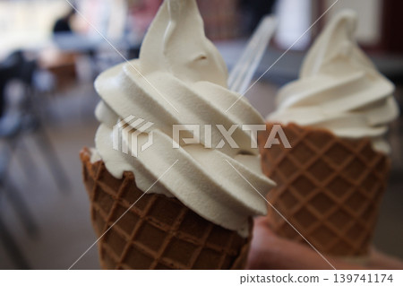 Delicious chestnut soft serve ice cream in a chestnut producing region Delicious chestnut soft serve ice cream in a chestnut producing region 139741174