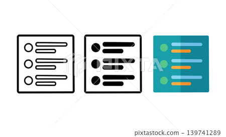 Checklist list menu icon set outline solid and color vector illustration Checklist list menu icon set outline solid and color vector illustration 139741289