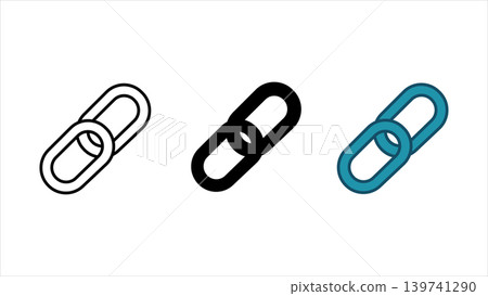 Link chain icon set outline solid and teal color vector illustration Link chain icon set outline solid and teal color vector illustration 139741290