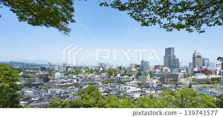 A panoramic view of Sendai city amidst the fresh greenery. A panoramic view of Sendai city amidst the fresh greenery. 139741577