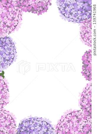 Hydrangea flower frame. Hand drawn. Not AI, vector illustration. Hydrangea flower frame. Hand drawn. Not AI, vector illustration. 139741968