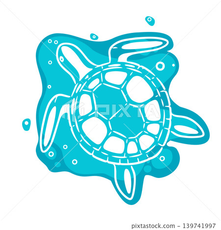 Sea turtle abstract object Hand drawn. Not AI, vector illustration. Sea turtle abstract object Hand drawn. Not AI, vector illustration. 139741997