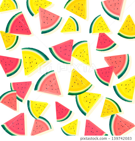 Red and yellow cut watermelon pattern background_square Red and yellow cut watermelon pattern background_square 139742083