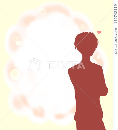 A silhouette of a man in love with a shojo manga-style frame. A silhouette of a man in love with a shojo manga-style frame. 139742319