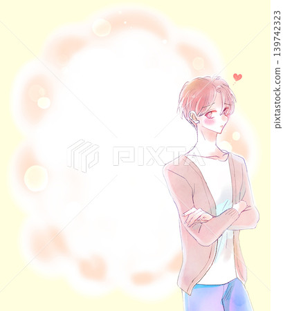 A man in love and a frame in the style of a shojo manga. 139742323