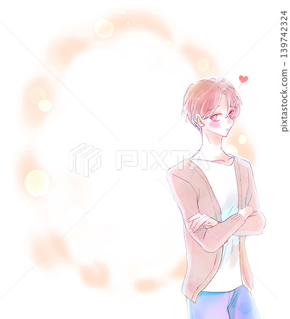 A man in love and a frame in the style of a shojo manga. A man in love and a frame in the style of a shojo manga. 139742324