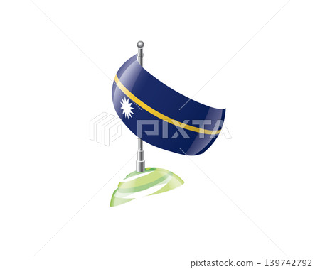 Highly detailed of waving Nauru flag with metallic pole and subtle shadow effects for print Highly detailed of waving Nauru flag with metallic pole and subtle shadow effects for print 139742792