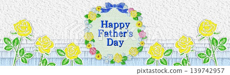 Horizontal embroidery-style illustration for Father's Day title. 139742957