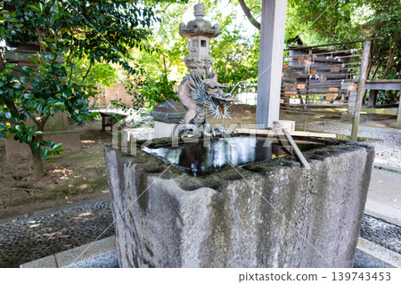 在東京調布市佐鬚町虎駒山日光院祗園寺的淨水池中取水 在東京調布市佐鬚町虎駒山日光院祗園寺的淨水池中取水 139743453