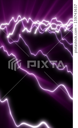 Abstract purple neon wave lines glowing across a dark background, evoking sound signals, energy, and digital motion. Abstract purple neon wave lines glowing across a dark background, evoking sound signals, energy, and digital motion. 139743637