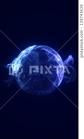 Glowing blue particle globe on dark background with flowing digital waves, symbolizing global data, networks, AI, and futuristic communication. Glowing blue particle globe on dark background with flowing digital waves, symbolizing global data, networks, AI, and futuristic communication. 139743638