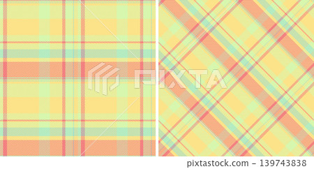 Background seamless check of textile vector fabric with a pattern texture tartan plaid. Set in rainbow colors for symmetry tissue designs in fashion. 139743838