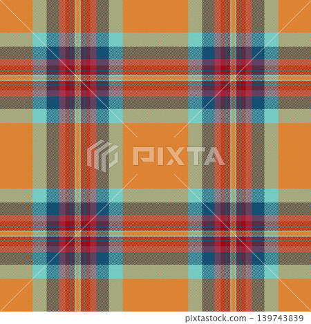 Mother texture tartan seamless, order check plaid pattern. Dining room fabric vector background textile in orange and red colors. 139743839