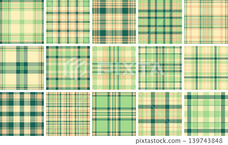 Classic plaid pattern set for presentation backgrounds. Orderly tartan grids enhance readability. Vector geometry keeps alignment. Classic plaid pattern set for presentation backgrounds. Orderly tartan grids enhance readability. Vector geometry keeps alignment. 139743848