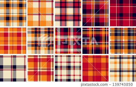 Classic orange and navy blue tartan plaid pattern. Seamless design for textile prints, autumnthemed backgrounds, and rustic fashion projects. A timeless style for versatile use. Classic orange and navy blue tartan plaid pattern. Seamless design for textile prints, autumnthemed backgrounds, and rustic fashion projects. A timeless style for versatile use. 139743850