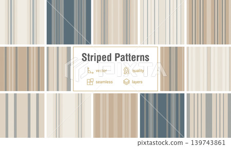 Striped bundle perfect for lumberjack-inspired clothing and British casual fashion. Vector patterns enhance shirts, jackets, blankets, and digital media. Striped bundle perfect for lumberjack-inspired clothing and British casual fashion. Vector patterns enhance shirts, jackets, blankets, and digital media. 139743861