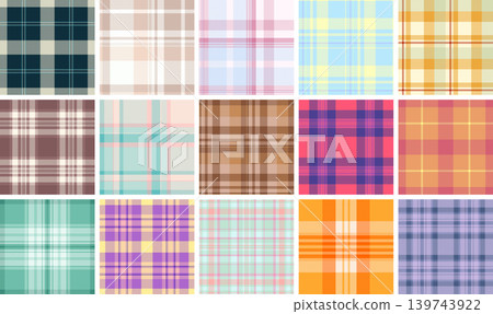 Plaid pattern set created for American casual fashion and buffalo check textiles. Vector patterns suit shirts, jackets, blankets, scarves, and lifestyle projects. Plaid pattern set created for American casual fashion and buffalo check textiles. Vector patterns suit shirts, jackets, blankets, scarves, and lifestyle projects. 139743922