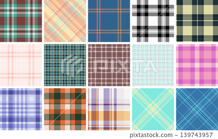 Christmas plaid pattern set optimized for posters. Strong tartan rhythm attracts attention in seasonal displays. Vector scalability enables size freedom. Christmas plaid pattern set optimized for posters. Strong tartan rhythm attracts attention in seasonal displays. Vector scalability enables size freedom. 139743957