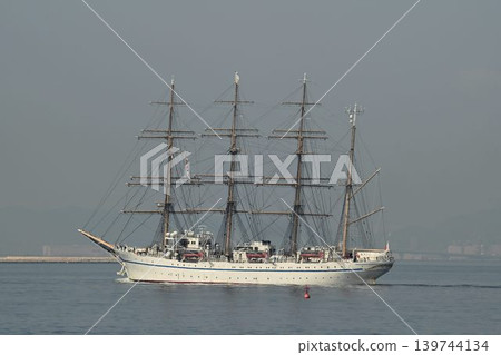 The sailing ship "Nippon Maru" departs from Osaka Port. The sailing ship "Nippon Maru" departs from Osaka Port. 139744134