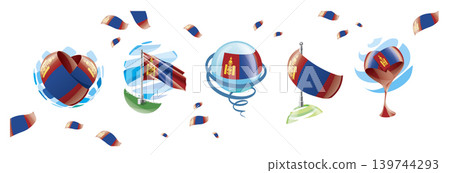 Vector set of the Mongolian flag in various creative designs Vector set of the Mongolian flag in various creative designs 139744293