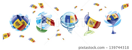 Vector set of the Moldavian flag in various creative designs Vector set of the Moldavian flag in various creative designs 139744318