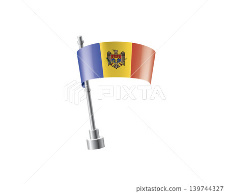 Clean representation showcasing Moldavian flag attached to glossy metal pole Clean representation showcasing Moldavian flag attached to glossy metal pole 139744327