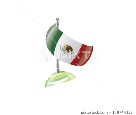Highly detailed of waving Mexican flag with metallic pole and subtle shadow effects for print Highly detailed of waving Mexican flag with metallic pole and subtle shadow effects for print 139744332